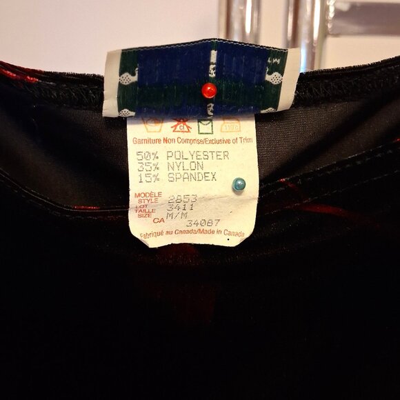 Vintage Separate Scene Black Red Floral Printed Maxi Evening Dress VTG Gowns - Picture 10 of 10